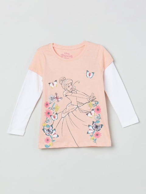 

max Girls Pink Printed Round Neck T-shirt