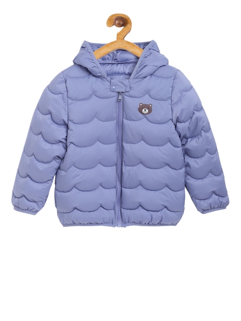 

Kids On Board Unisex Kids Blue Printed Puffer Jacket