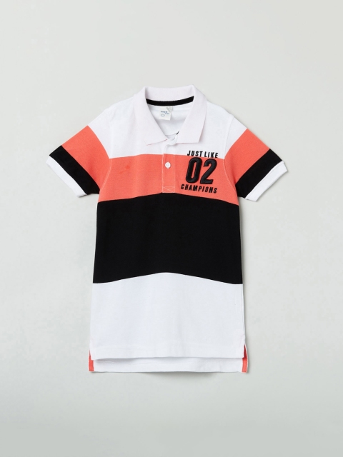 

max Boys Black Colourblocked Polo Collar T-shirt