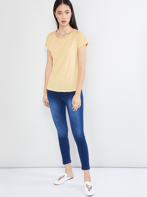 

max Women Yellow Solid Top