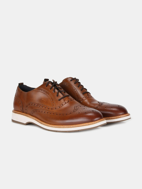 

Cole Haan Men Tan Brown Leather Perforations Brogues
