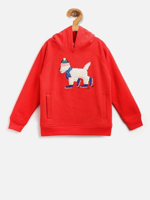 

Cherry Crumble Boys Red Solid Hooded Sweatshirt