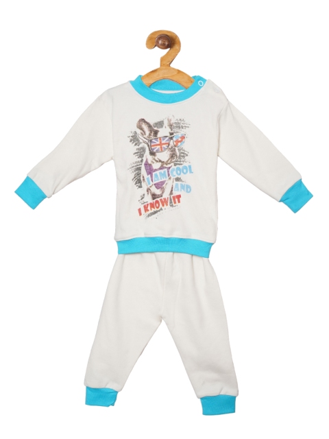 

YK Infant Kids White Printed Clothing Set