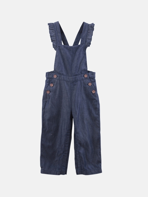 

Beebay Infant Girls Navy Blue Solid Denim Dungaree