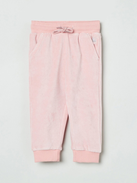 

max Girls Pink Solid Straight-Fit Joggers