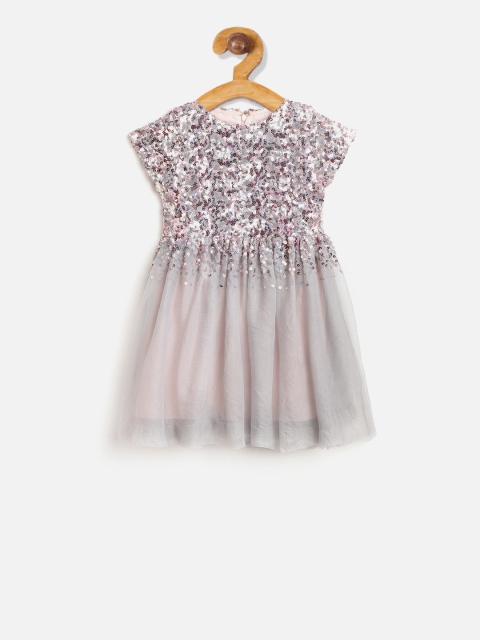 

Cherry Crumble Girls Grey Embellished Fit and Flare Dress