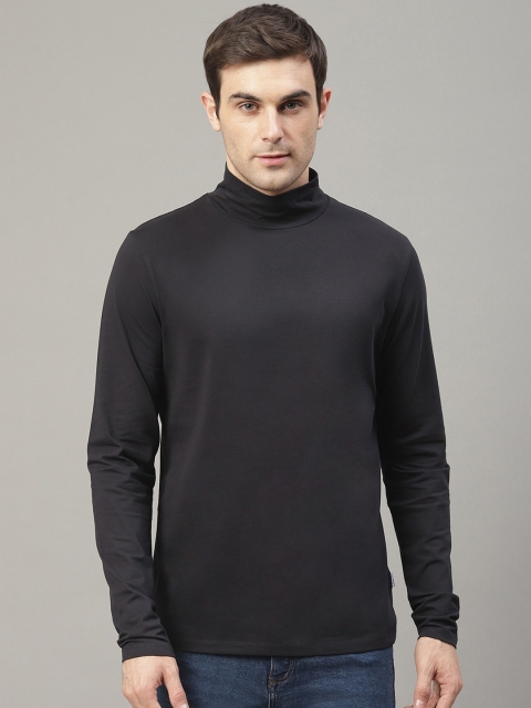 

LINDBERGH Men Black Solid High Neck T-shirt