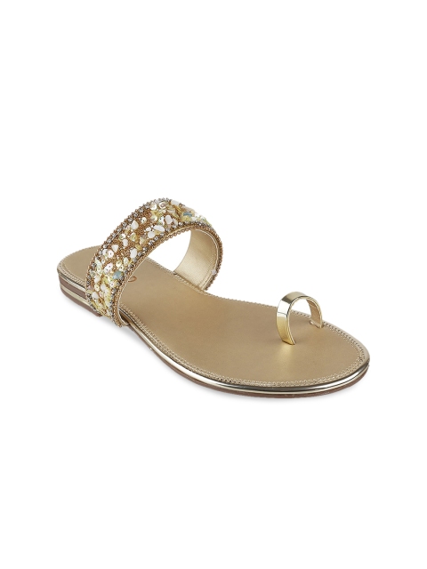 

SOLE HEAD Women Gold-Toned Embellished One Toe Flats