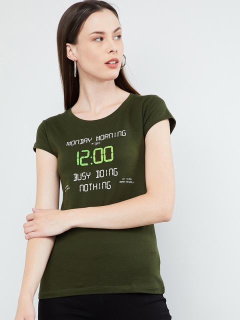 max Women Green Printed T-Shirt