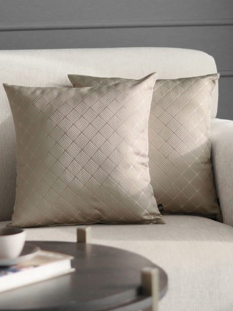 

GMF Set Of 2 Beige Self-Design Polyester Cushion Covers