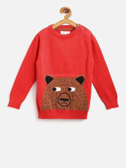 

Cherry Crumble Boys Red & Brown Self-Design Pullover