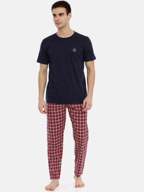 

Joven Men Navy Blue & Red Night Suit