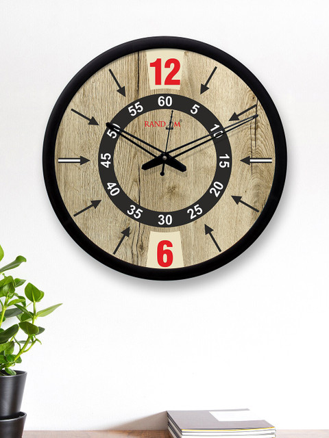 

RANDOM Olive Brown & Black Round Printed 30.48 cm Analogue Wall Clock
