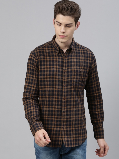 

RARE RABBIT Men Mustard Tailored Fit Checked Casual Shirt