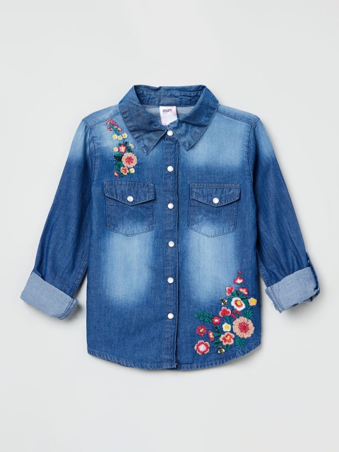 

max Girls Blue Printed Polo Collar T-shirt