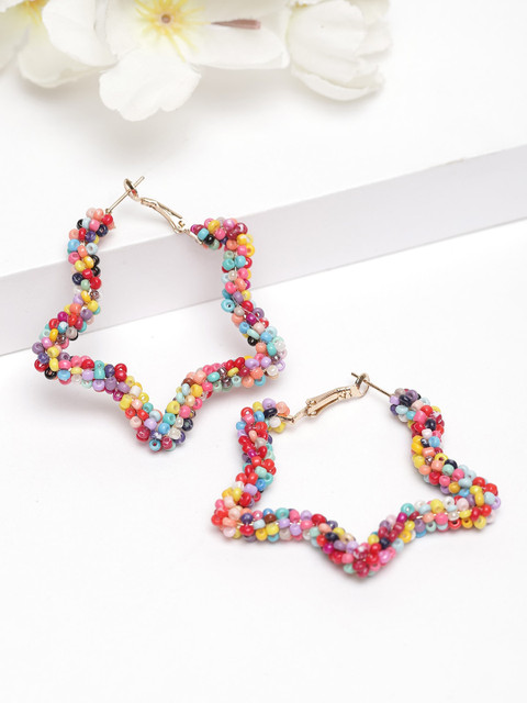 

AVANT-GARDE PARIS Multicoloured Star Shaped Hoop Earrings, Multi
