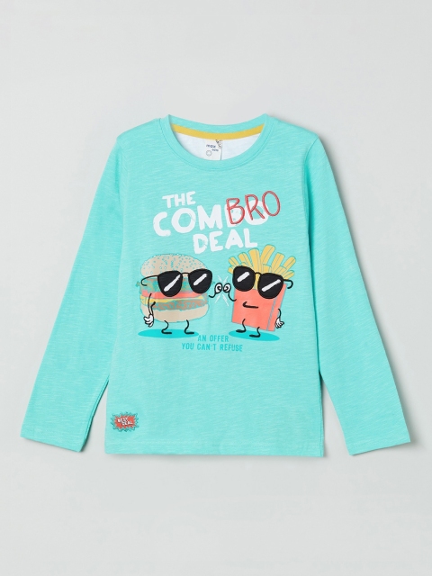 

max Boys Green Printed Round Neck T-shirt