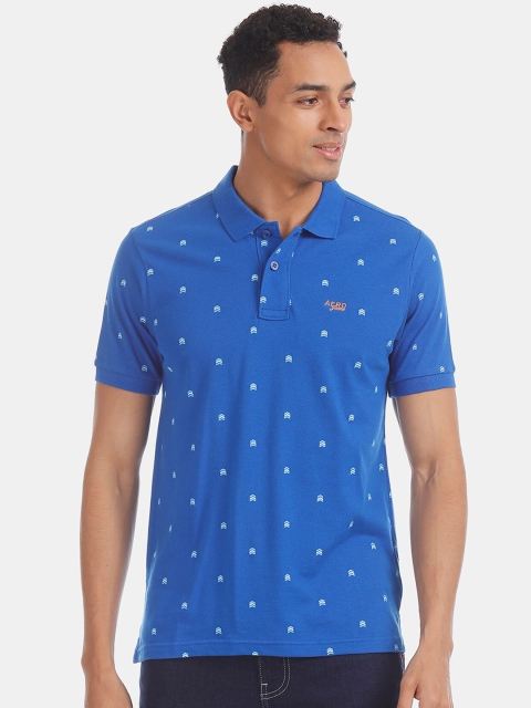 

Aeropostale Men Blue Printed Polo Collar T-shirt