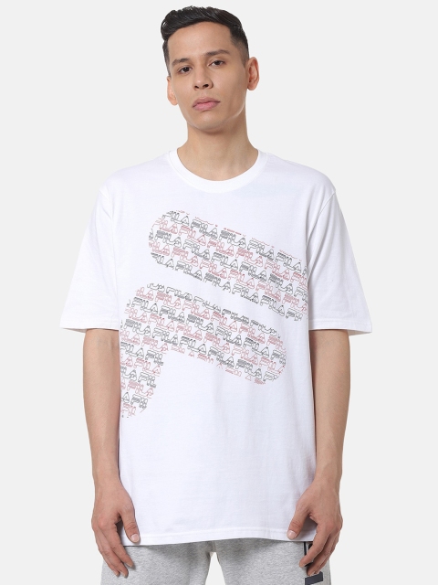 

FILA Men White & Black Printed Round Neck T-shirt