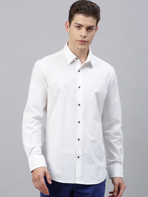 

RARE RABBIT Men White Tailored Fit Solid Casual Shirt