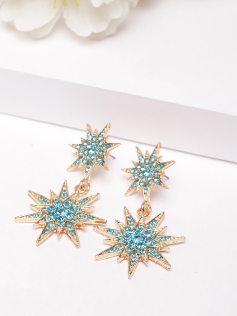 

AVANT-GARDE PARIS Gold-Plated & Blue Contemporary Drop Earrings