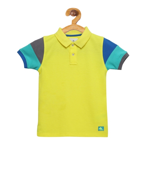 

Cherry Crumble Boys Lime Green Colourblocked Polo Collar T-shirt