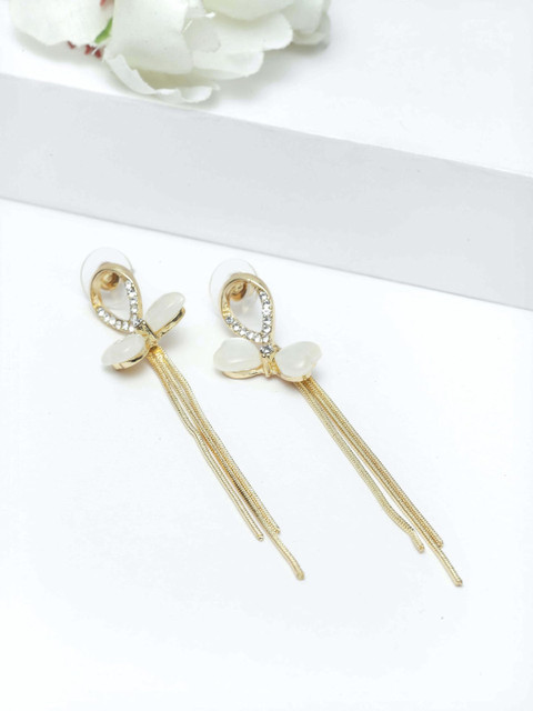 

AVANT-GARDE PARIS Gold-Plated & Off-White Contemporary Drop Earrings