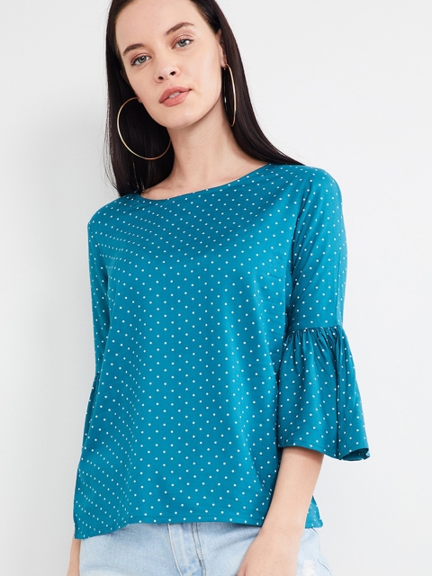 

max Women Blue Printed Top