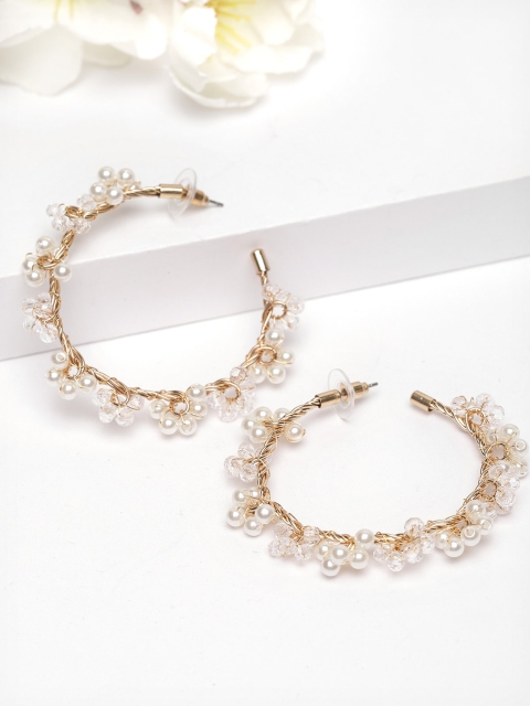 

AVANT-GARDE PARIS White & Gold-Plated Circular Hoop Earrings