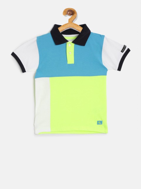 

Cherry Crumble Boys Blue Colourblocked Polo Collar T-shirt