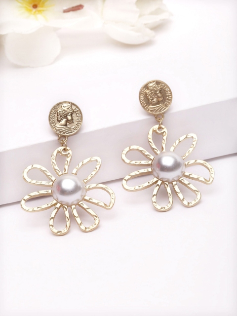 

AVANT-GARDE PARIS Gold-Plated & Off-White Floral Drop Earrings