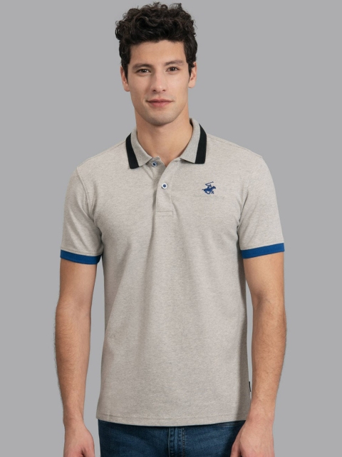 

Beverly Hills Polo Club Men Grey Self Design Polo Collar T-shirt
