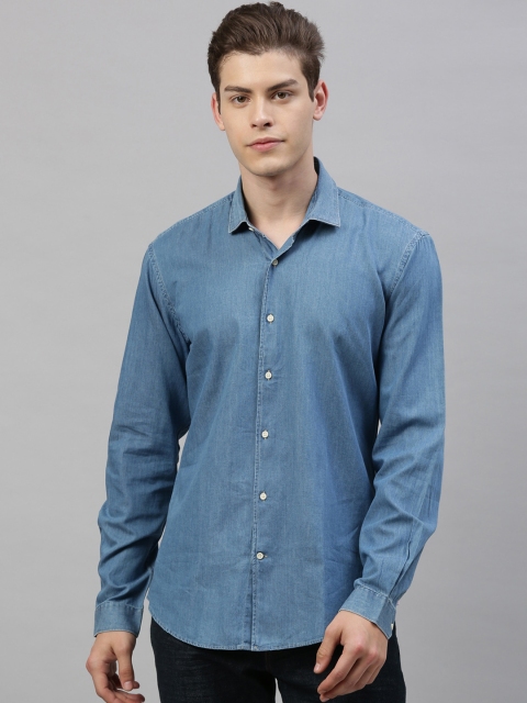 

RARE RABBIT Men Blue Tailored Fit Solid Casual Shirt