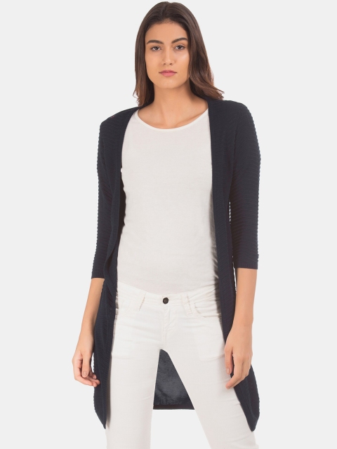 

Arrow Woman Women Navy Blue Self Design Open Front Shrug