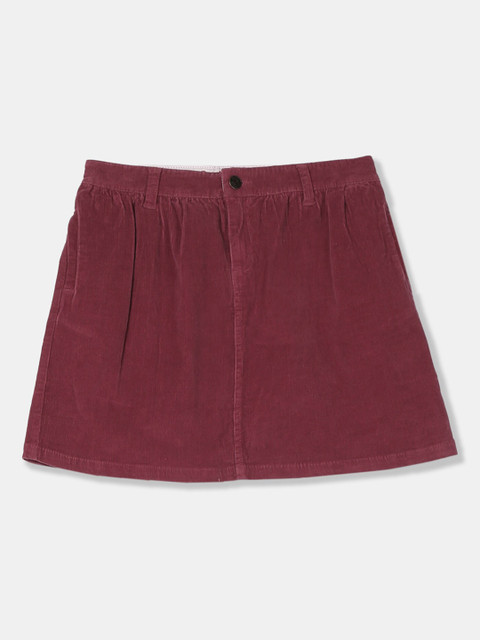 

U.S. Polo Assn. Girls Coral Red Solid Corduroy A-Line Skirt