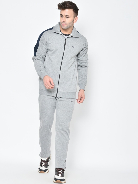 

Chkokko Men Grey Solid Tracksuit