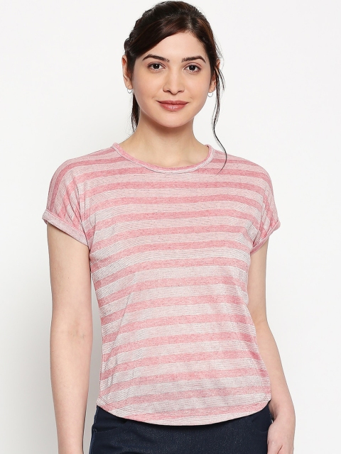 

inocenCia Women Pink Striped Round Neck T-shirt