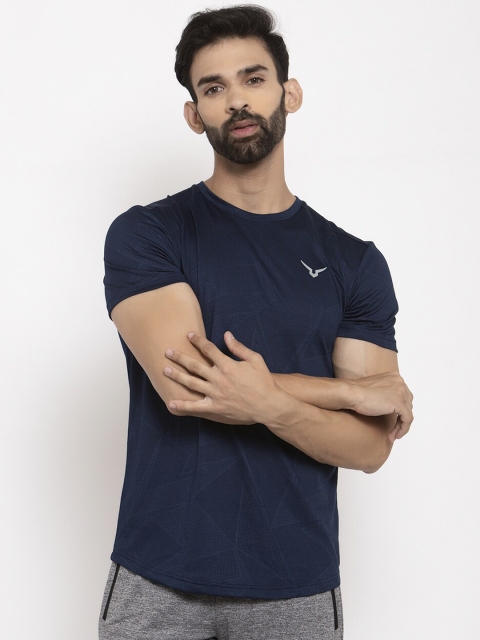 

Invincible Men Navy Blue Solid Round Neck T-shirt