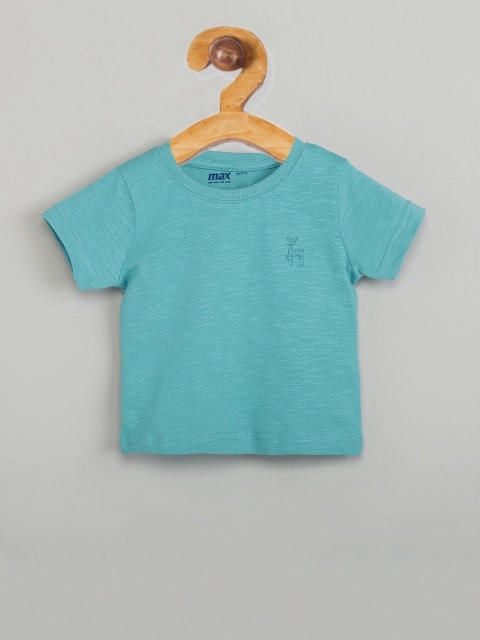 

max Boys Blue Solid Round Neck T-shirt