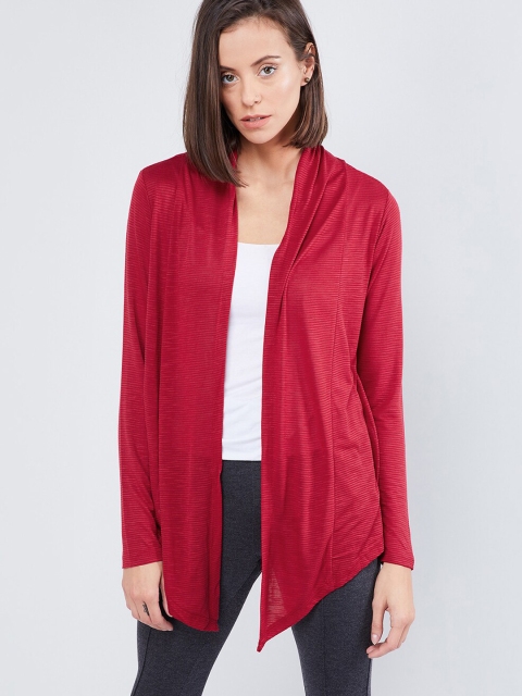 

max Women Red Solid Open-Front Shrug