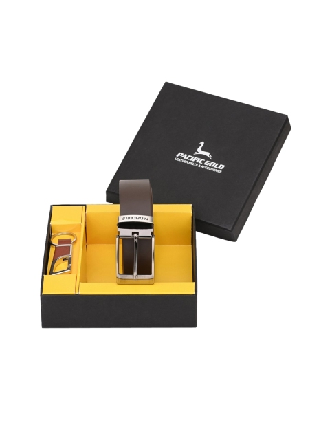 

Pacific Gold Men Brown Leather Accessory Gift Set