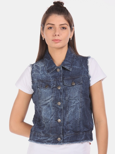 

Ed Hardy Women Blue Printed Denim Jacket