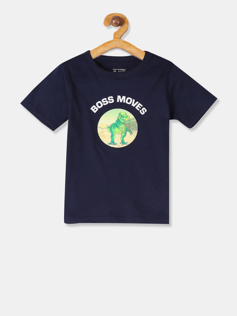 

The Childrens Place Boys Navy Blue Printed Round Neck Cotton Pure Cotton T-shirt