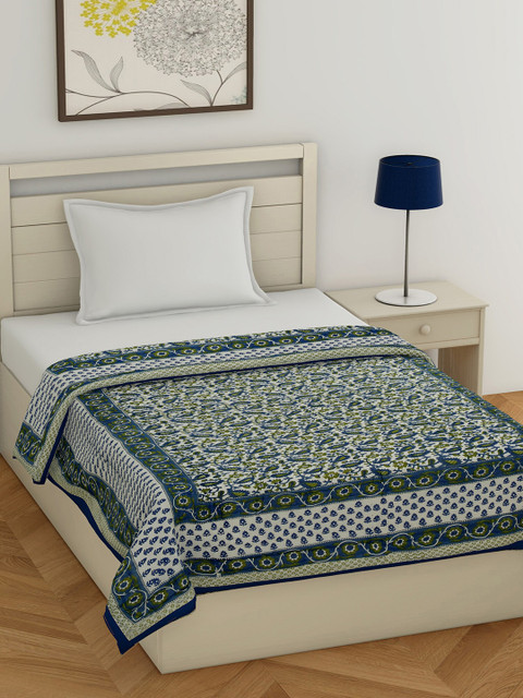 

Gulaab Jaipur Green Floral Mild Winter 450 GSM Single Bed Quilt