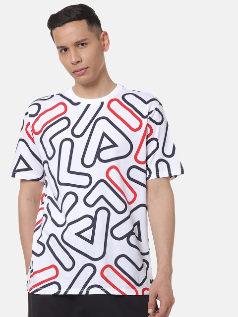 

FILA Men White Printed Round Neck T-shirt