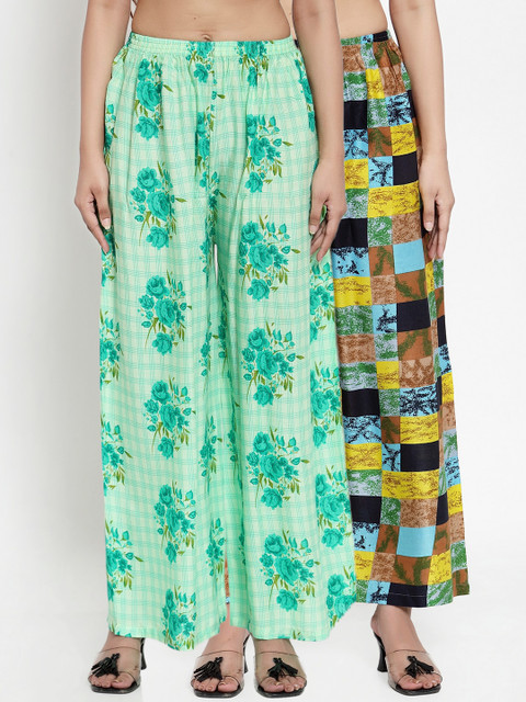 

NEUDIS Women Pack of 2 Wide Leg Palazzos, Multi