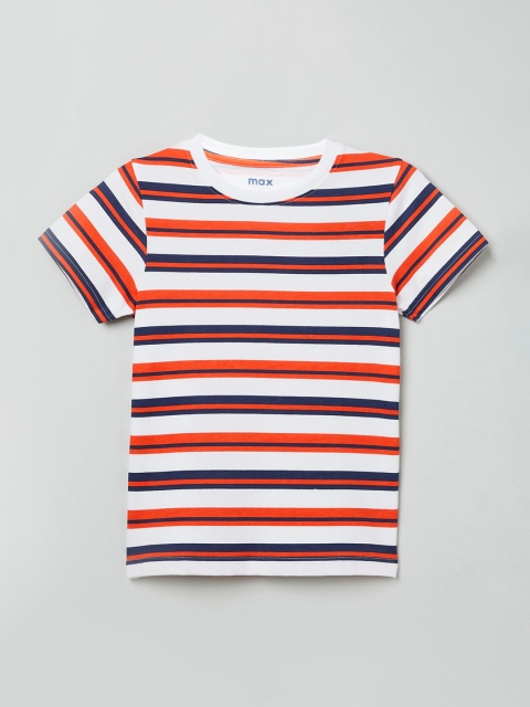 max Boys Multicoloured Striped Round Neck T-shirt, Multi