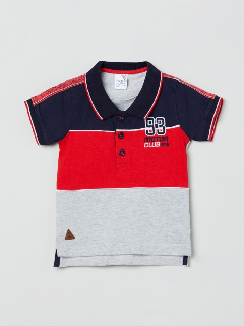 

max Boys Multicoloured Colourblocked V-Neck T-shirt, Multi