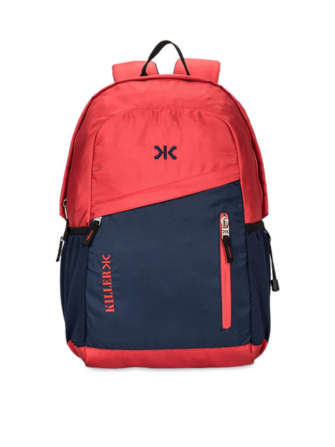 

Killer Unisex Red & Navy Blue Colourblocked Backpack
