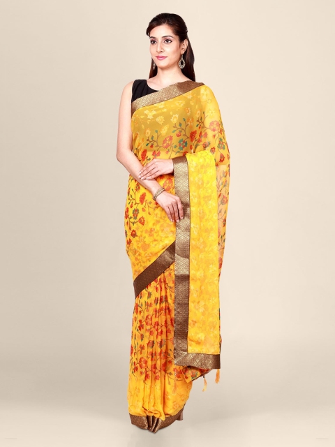 

CLAI WORLD Yellow Printed Saree